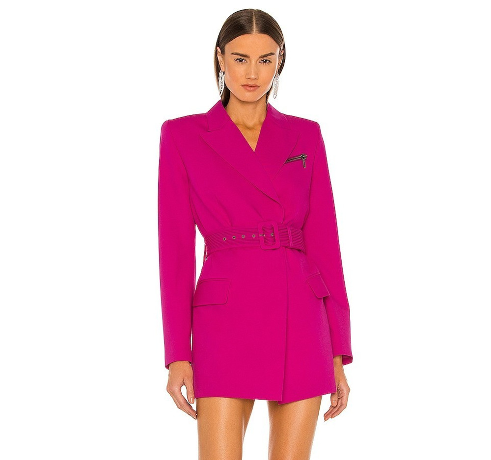 DUNDAS x Revolve Joni Pink Structured Blazer Belted Preppy Power Dressing Sz XXS